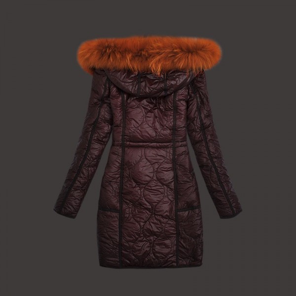 Moncler Donna lunghe e calde Giù cappotto colore rosso violaceo uscita M1112